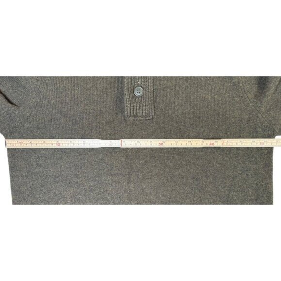 Barbour Mens M Half Zip Sweater Olive Green Wool Faux Suede Elbow Patches Mock - Picture 11 of 12